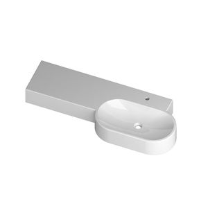 Wand-Waschbecken / Keramik / modern / mit integrierter Waschtischplatte