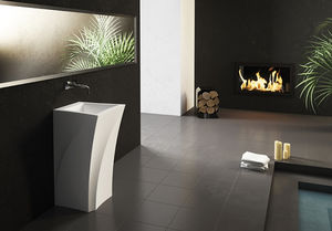 Freistehend-Waschbecken / rechteckig / Keramik / originelles Design