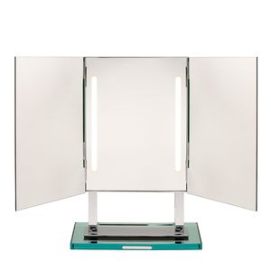 Spiegel für Badezimmer / Stell- / beleuchtet / originelles Design / rechteckig