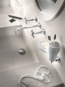 Waschtisch-Mischbatterie / Wandmontage / Edelstahl / für Badezimmer
