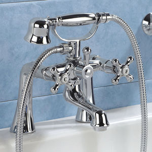 Mischbatterie für Badewanne / freistehend / verchromtes Metall / für Badezimmer
