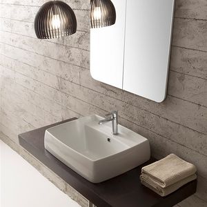 Einbauwaschbecken / rechteckig / Keramik / modern
