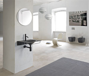 Wand-Waschbecken / quadratisch / Keramik / modern