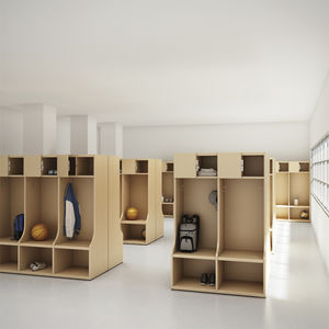 Holz-Garderobenschrank / für öffentliche Einrichtungen / für Sportanlagen / für Schulen