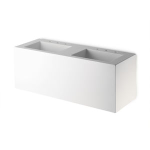 doppeltes Waschbecken / Wand / rechteckig / aus Corian®