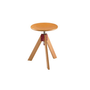moderner Hocker / aus Buche / lackiertes Holz / drehbar