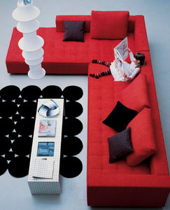 modulierbares Sofa / modern / Stoff / Leder