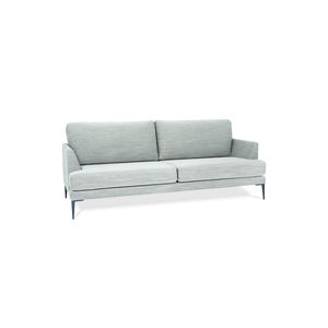 modernes Sofa / Leder / verchromtes Metall / Stoff