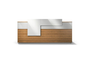 Empfangstheke für Eckeinbau / modulierbar / Holz / Laminat