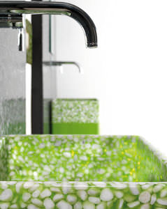 Freistehend-Waschbecken / rechteckig / Stein / originelles Design