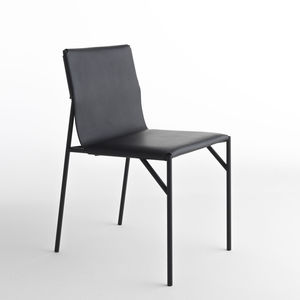 moderner Esszimmerstuhl / Leder / Metall / aus Marmor