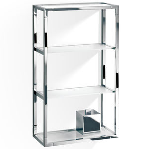 wandmontiertes Regal / modern / aus verchromtem Messing / Glas