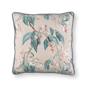 quadratisches Kissen / Blumenmuster / Baumwolle / Leinen