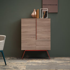 hohes Sideboard / modern / Ulme / lackiertes Metall