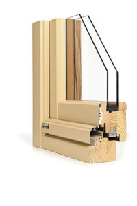 einflügelige Fenstertür / Aluminium / Holz / Doppelverglasung