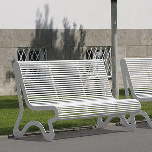 Parkbank / modern / Edelstahl / mit Rückenlehne
