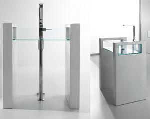 freistehendes Waschbecken / rechteckig / Glas / modern
