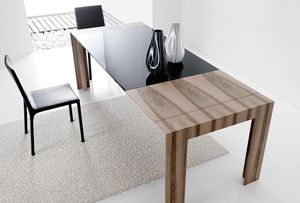 moderner Tisch / Glas / aus Eiche / Nussbaum