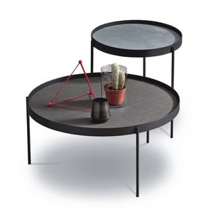 Industriedesign-Lampentisch / Holz / Metall / Beton