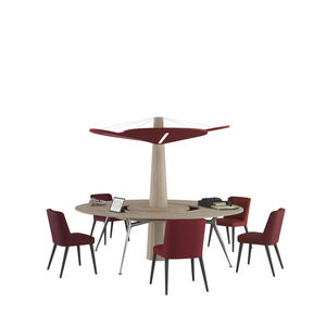 moderner Arbeitstisch / Holz / Melamin / rund