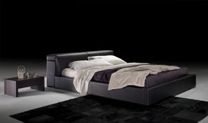 Doppelbett / modern / verstellbares Kopfteil / Leder