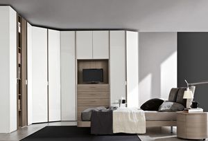 Eckkleiderschrank / modern / Holz / Schwingtüren