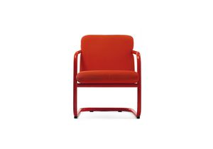 moderner Sessel / Stoff / Leder / aus Stahl