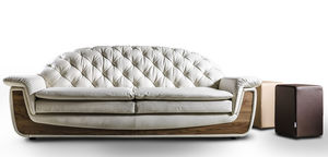 klassisches Sofa / Leder / Holz / 3 Plätze