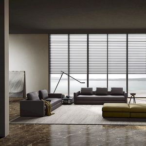 modernes Sofa / Leder / Stoff / 3 Plätze