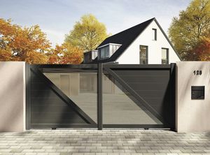 Tore zum Schieben / Aluminium / Maschendraht / für Privatgebrauch