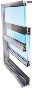 Vertikalschiebefenster / Aluminium / Sturmsicherer / für Geschäftsgebäude