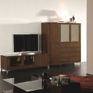 moderne Wohnwand / Holz / Glas / Modul