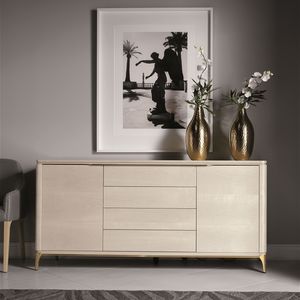 klassisches Sideboard / Leder / Holz
