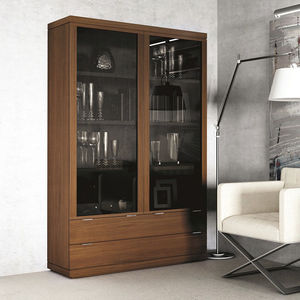 moderne Vitrine / Glas / Holz / Metall