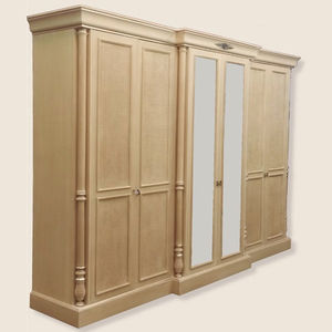 klassischer Kleiderschrank / Holz / Schwingtüren / Spiegel