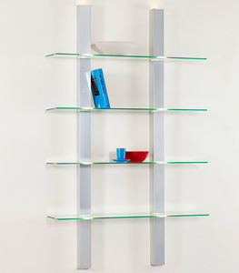 wandmontiertes Regal / modern / aus anodisiertem Aluminium / Glas