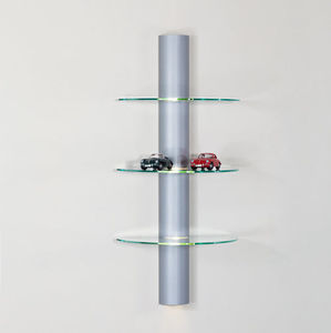 wandmontiertes Regal / modern / aus anodisiertem Aluminium / Glas