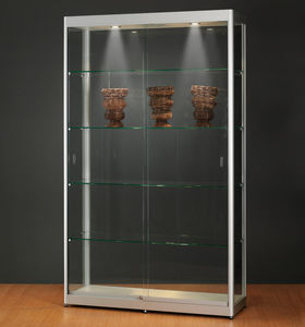 moderne Vitrine / Glas / Holz / aus anodisiertem Aluminium