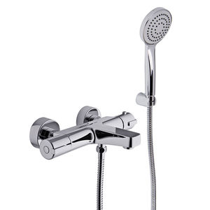 Mischbatterie für Duschen / für Badewanne / Wandmontage / verchromtes Metall