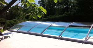 nedriege Schwimmbadüberdachung / Schiebe / Aluminium / mit manueller Bedienung