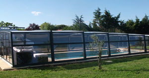 Halbhohe-Schwimmbadüberdachung / teleskopisch / Glas / aus Polycarbonat