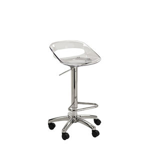 Metall-Arbeitshocker / Plexiglas® / für Schönheitssalon / mit Rollen