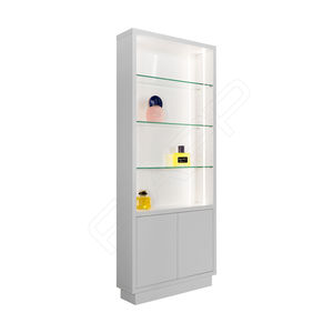 moderne Vitrine / Glas / Holz / beleuchtet