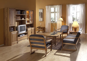modernes Sofa / Holz / 3 Plätze / braun