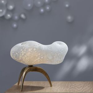 Tischlampe / modern / Bronze / geblasenes Glas