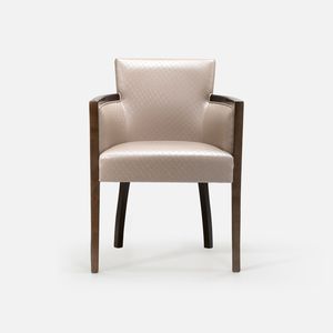 moderner Sessel / aus Buche / Stoff / Leder