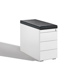 Stahl-Büroschubladenschrank / Holz / Glas / Leder