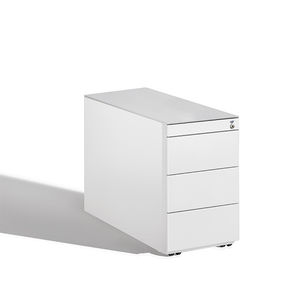 Stahl-Büroschubladenschrank / Holz / Glas / 4-Schubladen