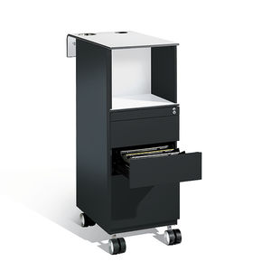 Stahl-Büroschubladenschrank / Glas / 4-Schubladen / auf Rollen
