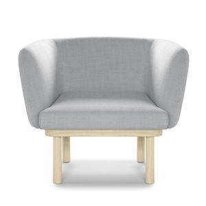 moderner Sessel / Holz / Stoff / für Büro